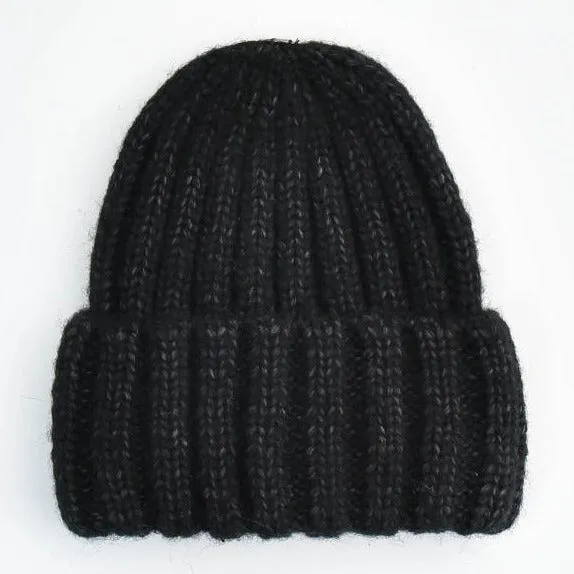 Thick Cuff Ribbed Wool Beanie