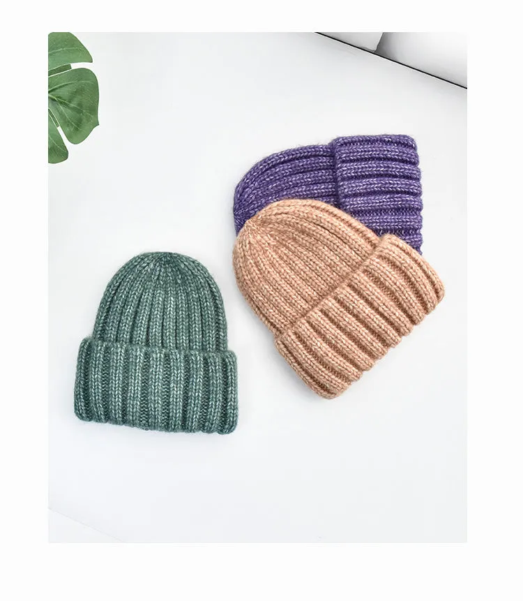 Thick Cuff Ribbed Wool Beanie