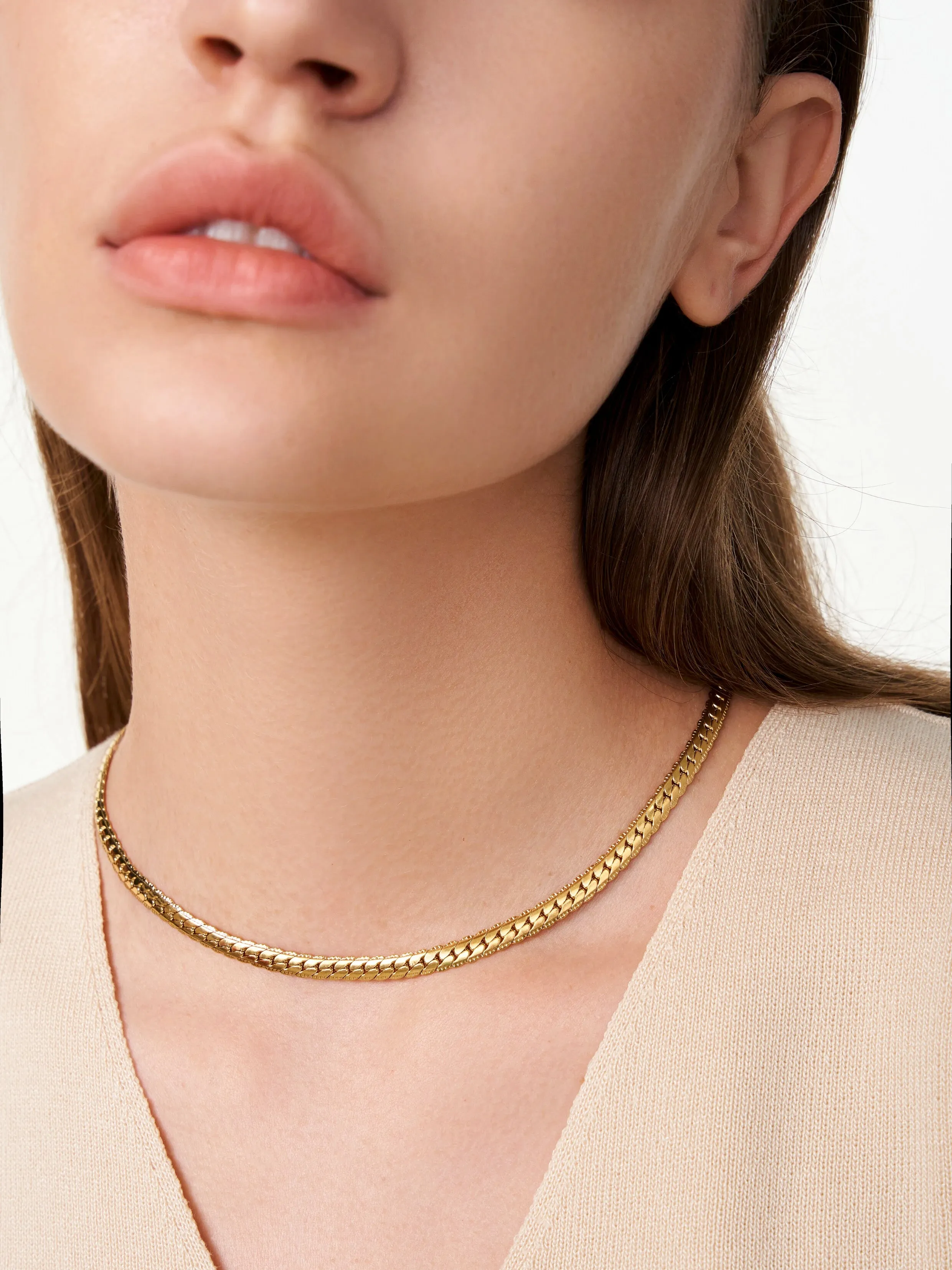 Unisex Herringbone Chain Necklace