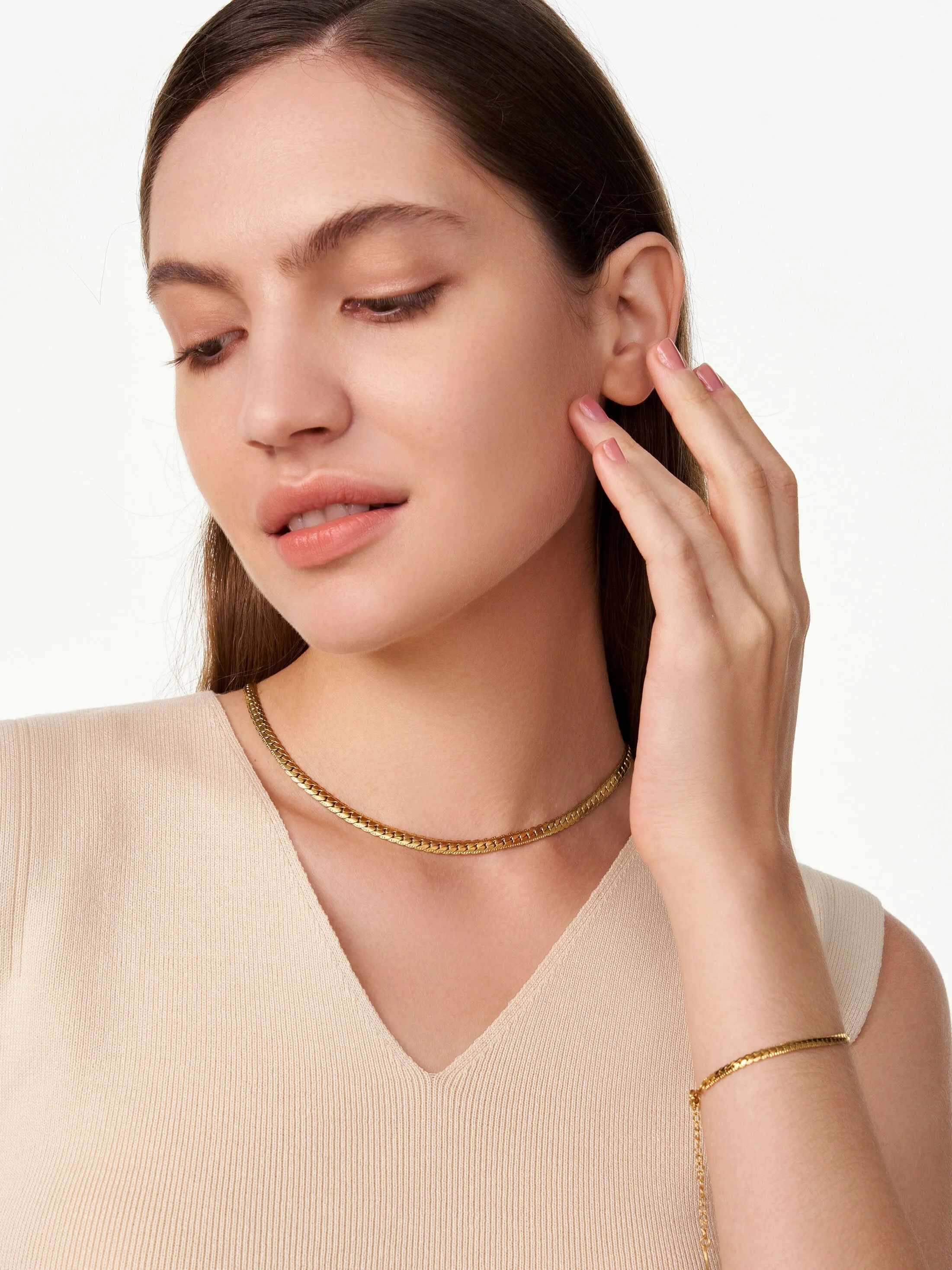 Unisex Herringbone Chain Necklace