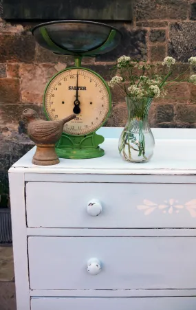 Vintage blue stencilled painted chest of drawers