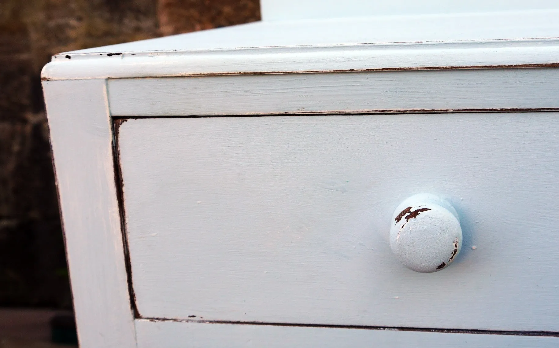 Vintage blue stencilled painted chest of drawers